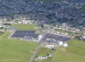 Detail of Kirkwall from above, with Highland Park at the center.